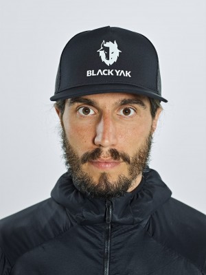 Black Men's Black Yak Logo Tech Caps | IS0PP743