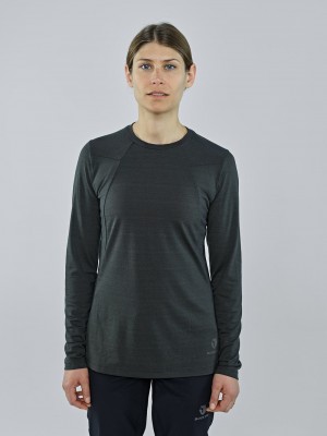 Black Women's Black Yak Kabru Merino Roundneck Long Sleeve | KQ2KQ944