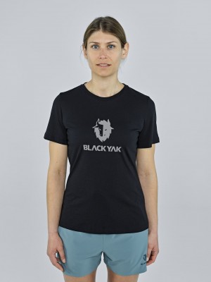 Black Women's Black Yak Ramo Logo T Shirts | EM7TO283