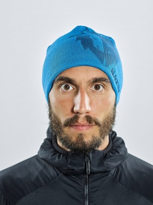 Blue Men's Black Yak Logo Knit Beanie | BX3TL518