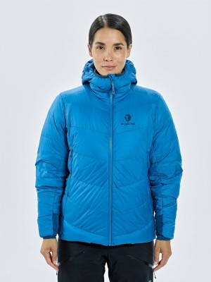 Blue Women's Black Yak Burnag Hooded Down Jackets | YU6OX587