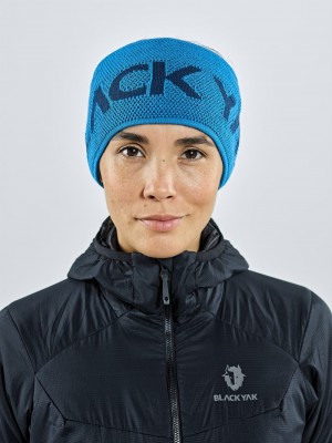 Blue Women's Black Yak Logo Knit Headband | LL9DJ275