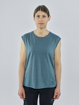 Blue Women's Black Yak Mewati Sleeveless T Shirts | RG2ZM455