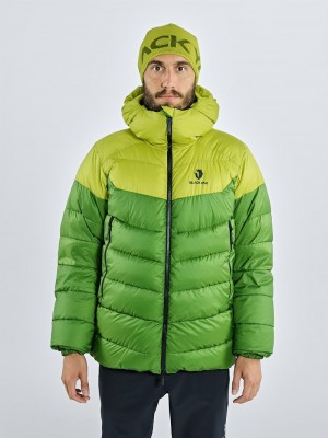 Green Men's Black Yak Mandu Hooded Expedition Down Jackets | IX0RM318