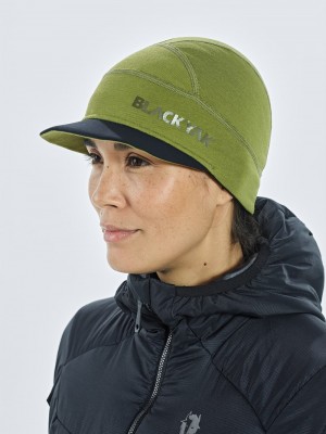 Green Women's Black Yak Chago Fleece Visor Caps | TU1BS524