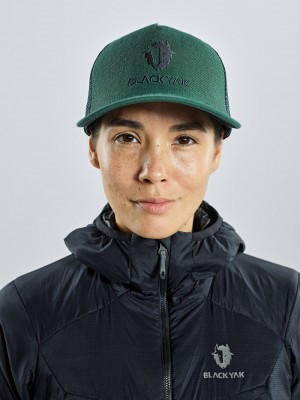 Green Women's Black Yak Logo Classic Trucker Caps | TB5AV562