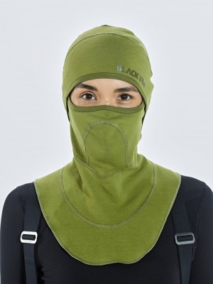 Olive Men's Black Yak Chago Fleece Balaclava | VA9AV356