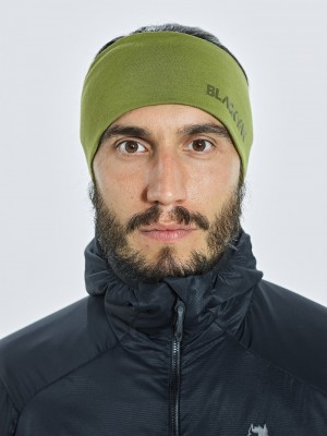 Olive Men's Black Yak Chago Fleece Headband | SJ9KT861