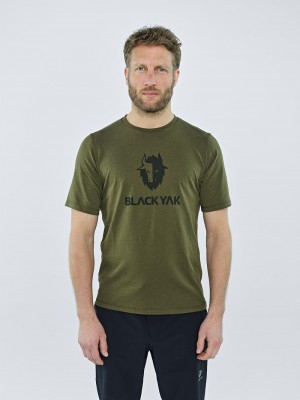 Olive Men's Black Yak Ramo Logo T Shirts | ZZ9AH796