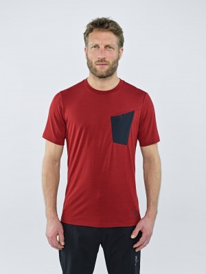 Red Men's Black Yak Mewati Chest Pocket T Shirts | LH8BW940