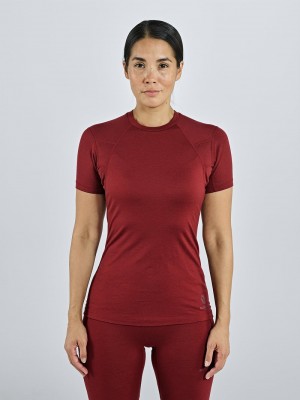 Red Women's Black Yak Gurla Merino Baselayer Short Sleeve T Shirts | LZ2XZ879