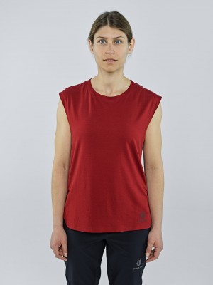 Red Women's Black Yak Mewati Sleeveless T Shirts | VN5DU483