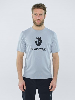 Silver Men's Black Yak Ramo Logo T Shirts | FZ6HV073