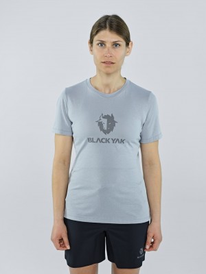 Silver Women's Black Yak Ramo Logo T Shirts | CC7BR470