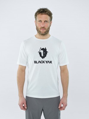 White Men's Black Yak Ramo Logo T Shirts | BA2VB504