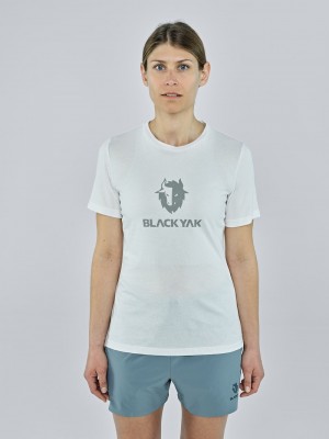 White Women's Black Yak Ramo Logo T Shirts | TK3KE575