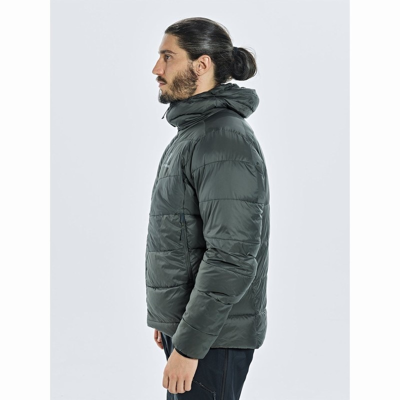 Black Men's Black Yak Burnag Hooded Down Jackets | YN3WX324