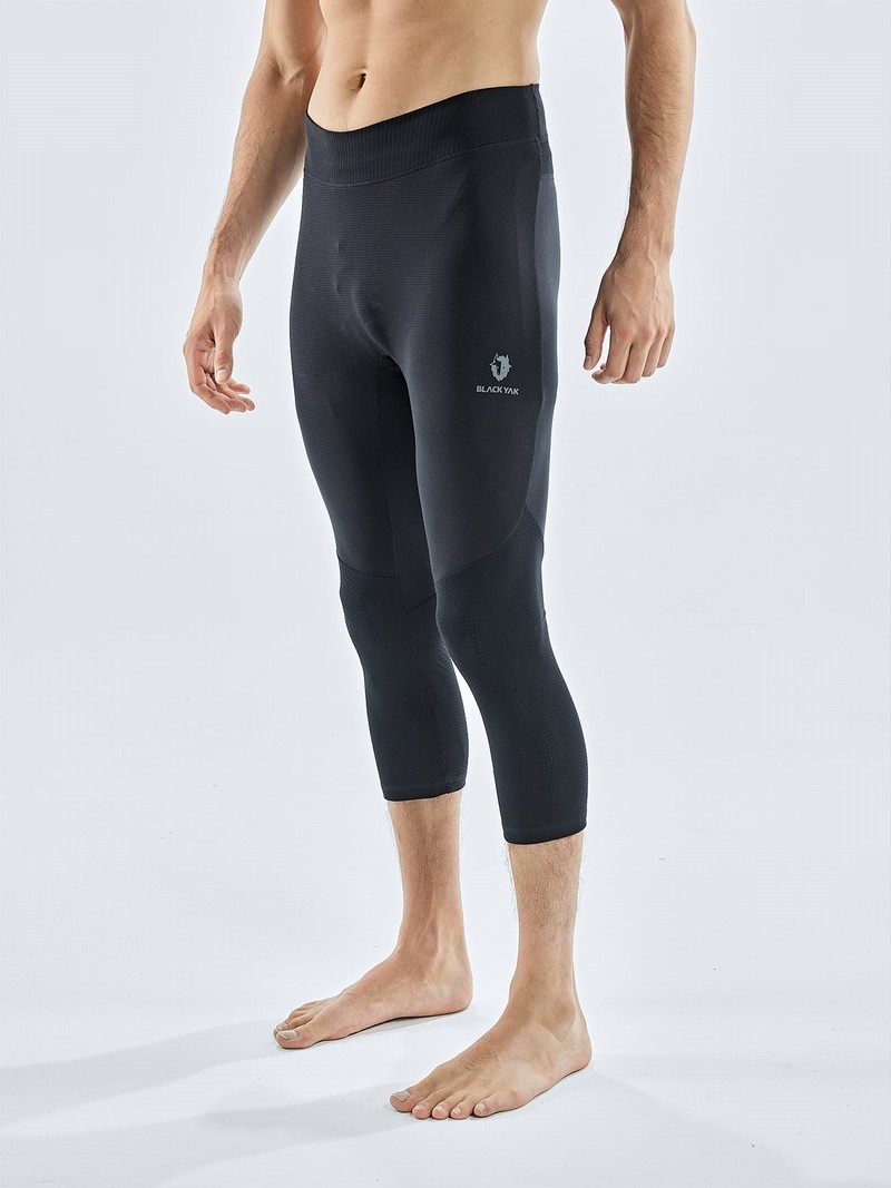 Black Men's Black Yak Chamar Fleece Baselayer 3/4 Tight | KN5AH580