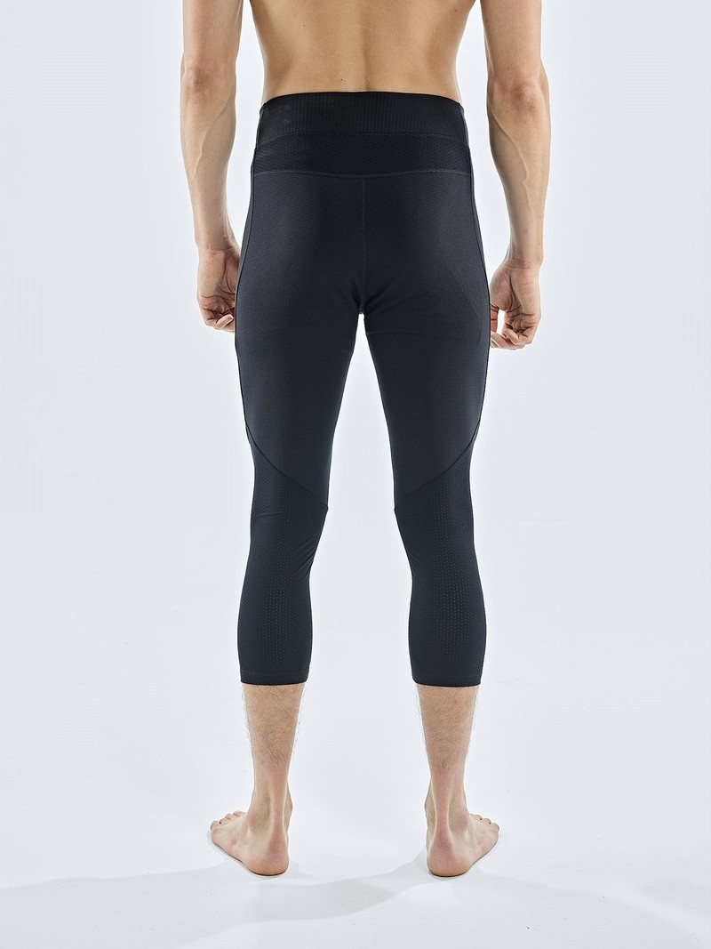 Black Men's Black Yak Chamar Fleece Baselayer 3/4 Tight | KN5AH580