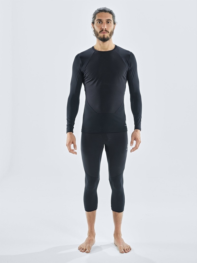 Black Men's Black Yak Chamar Fleece Baselayer 3/4 Tight | KN5AH580