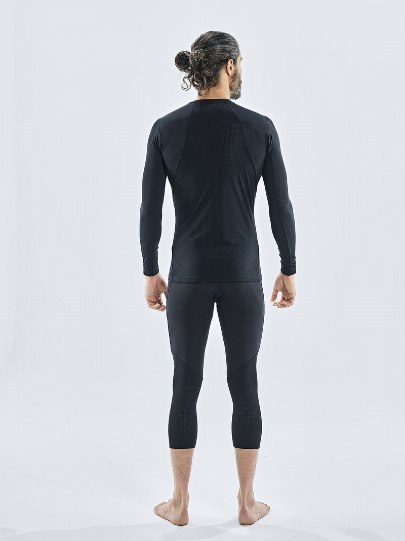 Black Men's Black Yak Chamar Fleece Baselayer 3/4 Tight | KN5AH580