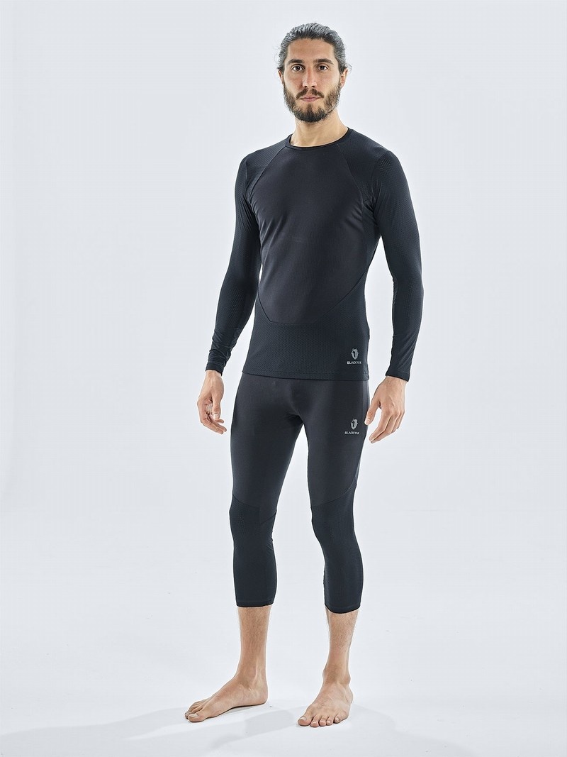 Black Men's Black Yak Chamar Fleece Baselayer 3/4 Tight | KN5AH580