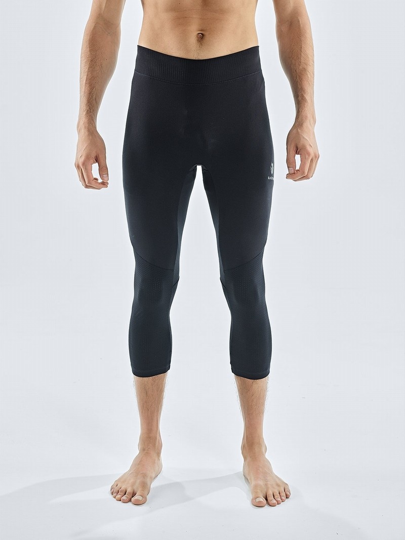 Black Men\'s Black Yak Chamar Fleece Baselayer 3/4 Tight | KN5AH580