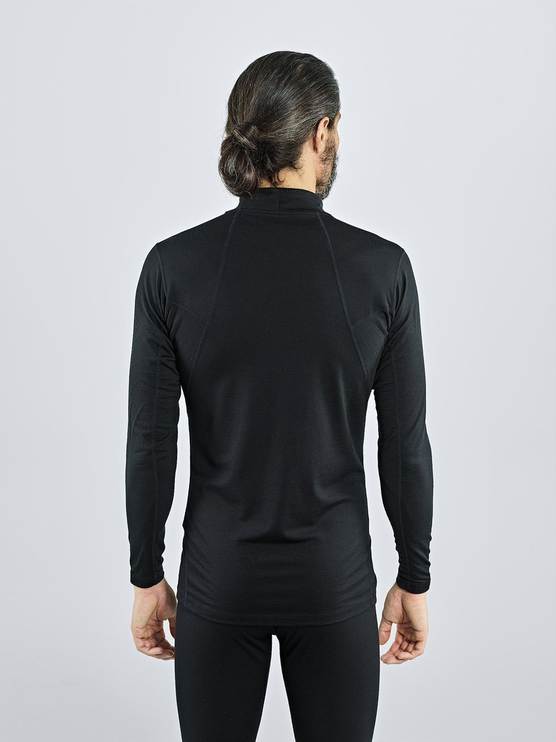 Black Men's Black Yak Gurla Merino Baselayer Long Sleeve | KM5GS782