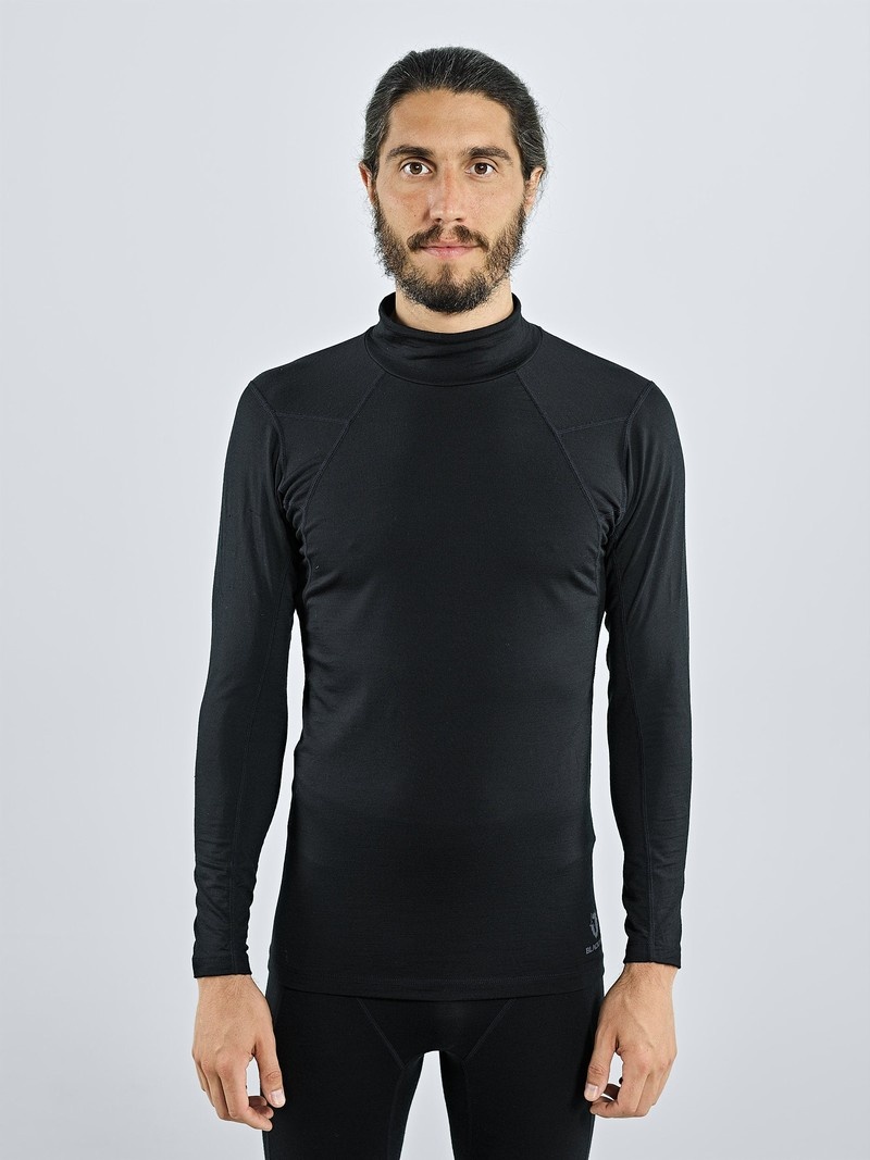 Black Men\'s Black Yak Gurla Merino Baselayer Long Sleeve | KM5GS782