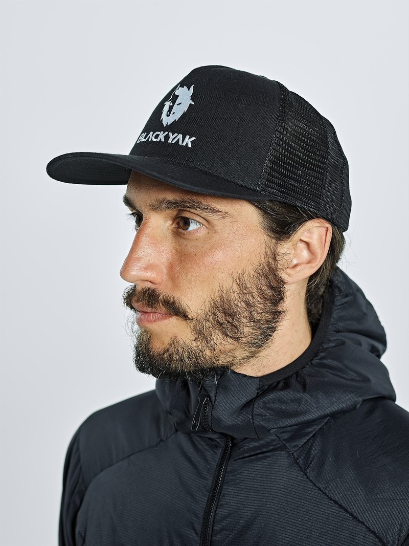 Black Men's Black Yak Logo Classic Trucker Caps | JK1OM166