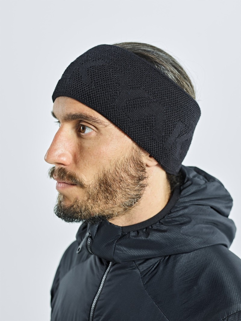 Black Men's Black Yak Logo Knit Headband | FK7FK484