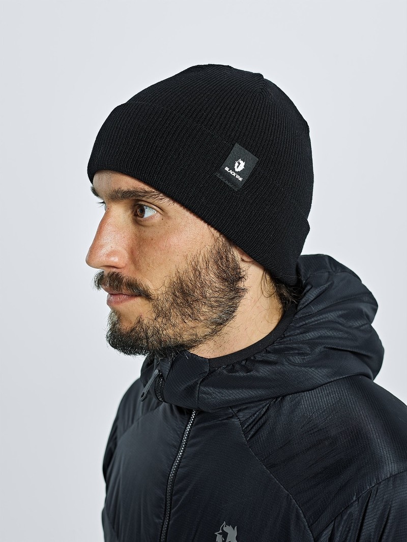 Black Men's Black Yak Merino Knit Beanie | LR1TT952