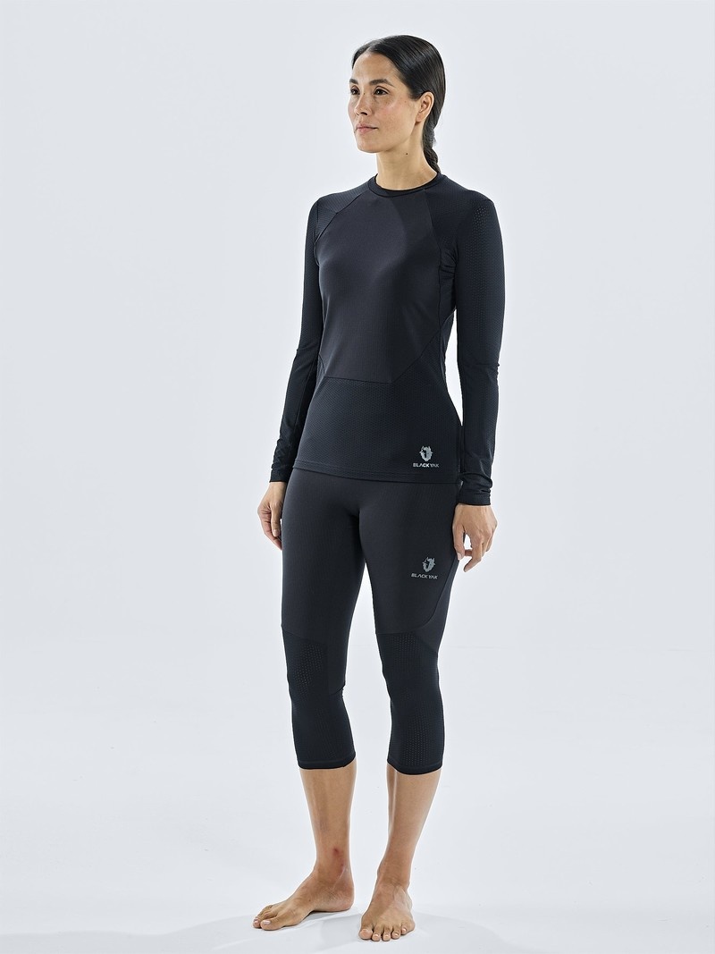 Black Women's Black Yak Chamar Fleece Baselayer 3/4 Tight | KR6UV171