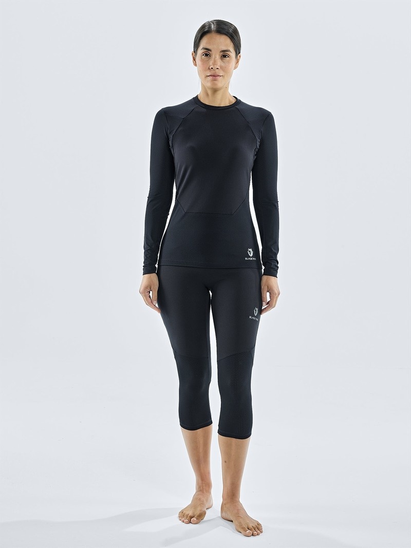 Black Women's Black Yak Chamar Fleece Baselayer 3/4 Tight | KR6UV171