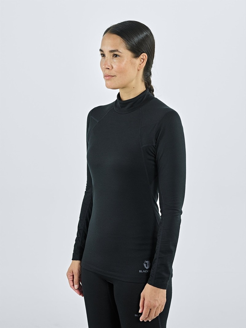 Black Women\'s Black Yak Gurla Merino Baselayer Long Sleeve | RL7JP110