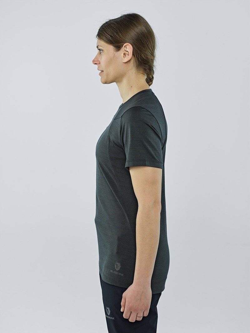 Black Women's Black Yak Kabru Merino Short Sleeve T Shirts | BK3AV670