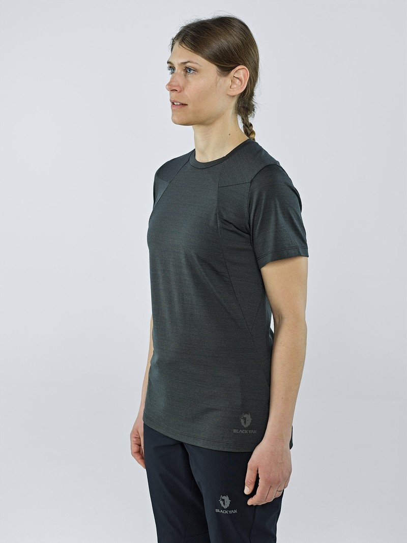 Black Women's Black Yak Kabru Merino Short Sleeve T Shirts | BK3AV670