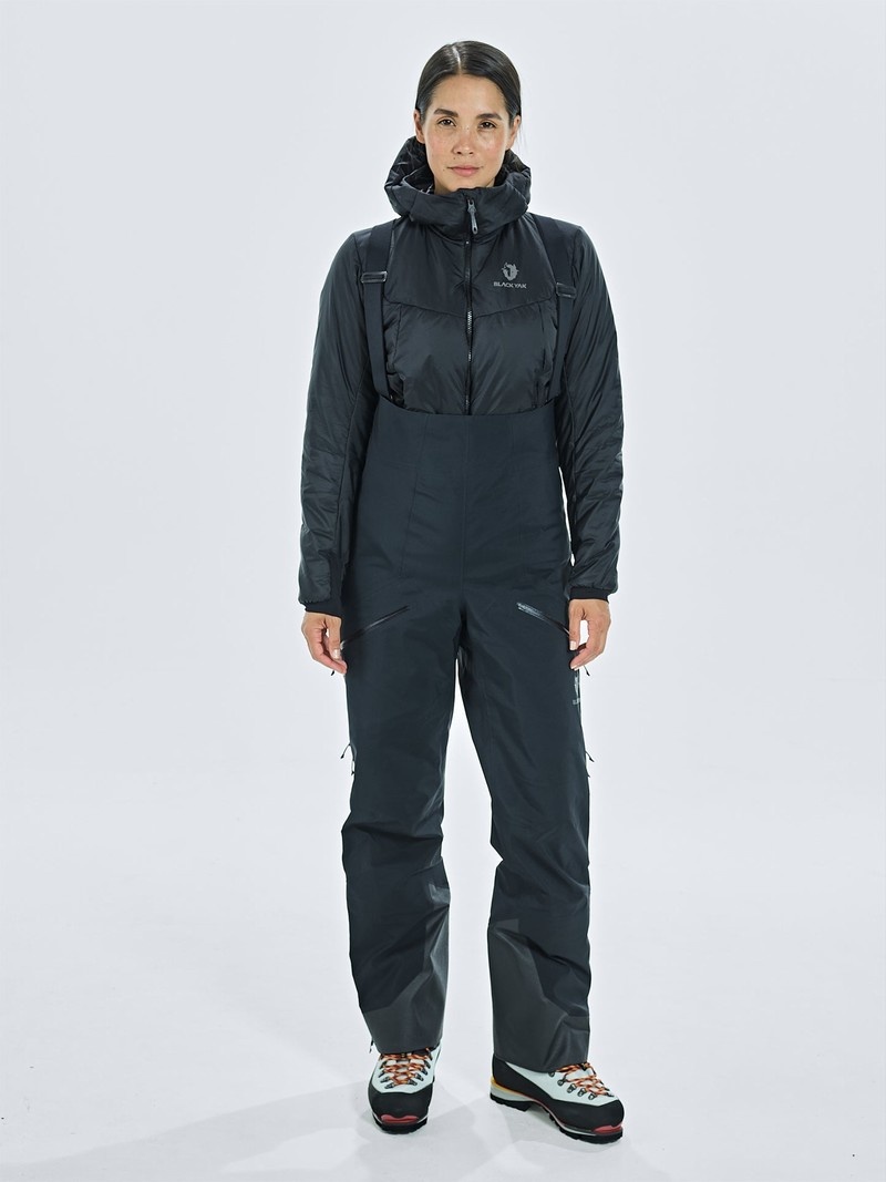 Black Women\'s Black Yak Thulagi Gore-tex 3l Pro Semi Bib Shell Pants | GL3KJ849