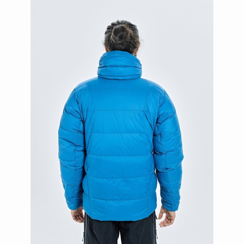 Blue Men's Black Yak Burnag Hooded Down Jackets | ZN6YY096