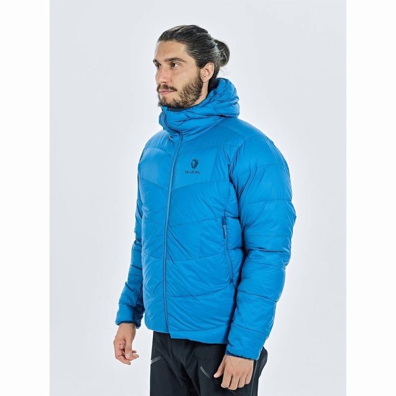 Blue Men's Black Yak Burnag Hooded Down Jackets | ZN6YY096