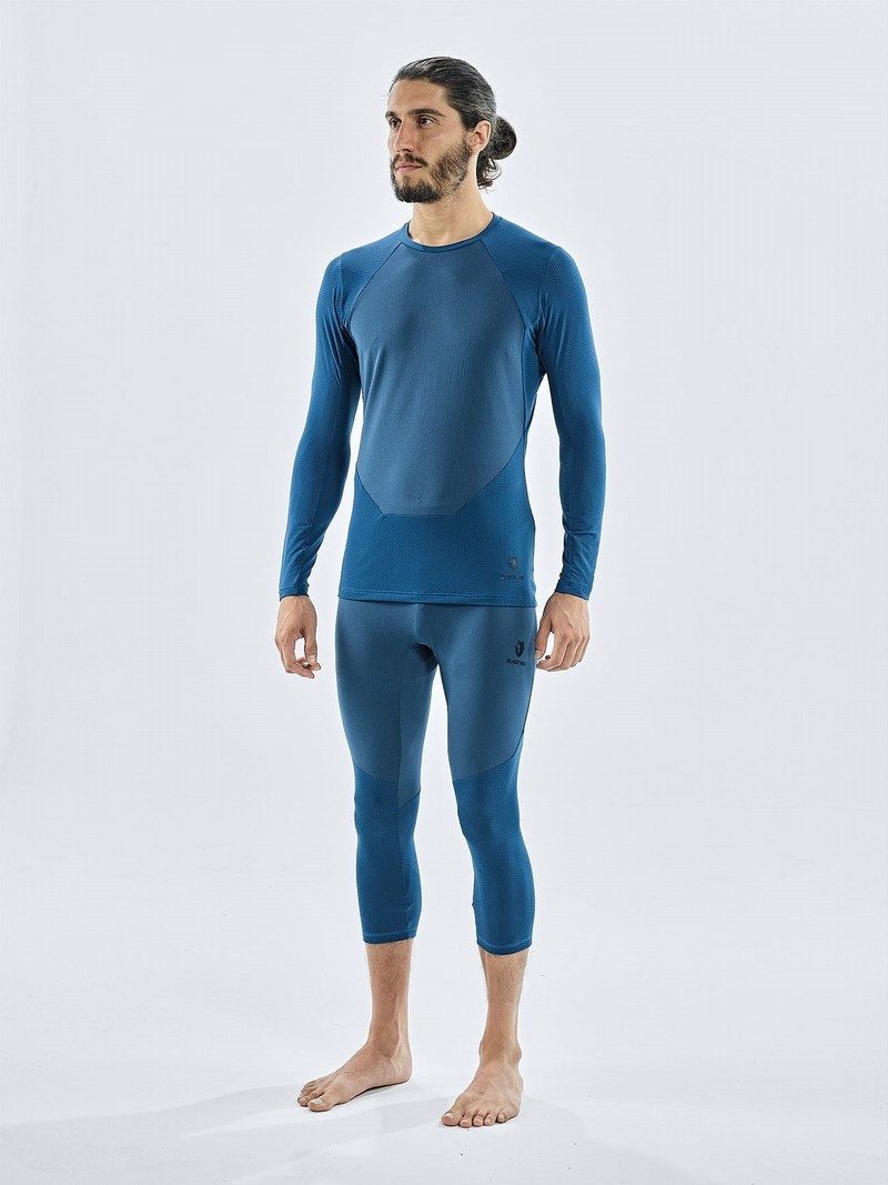 Blue Men's Black Yak Chamar Fleece Baselayer 3/4 Tight | AW8MR483