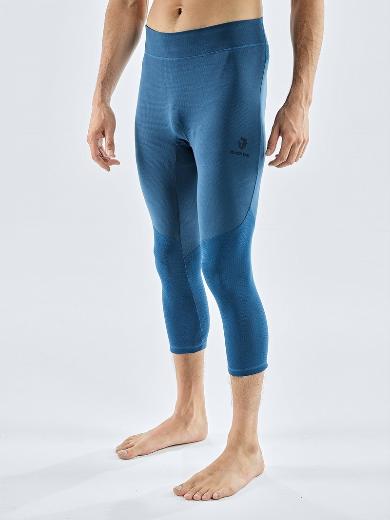 Blue Men's Black Yak Chamar Fleece Baselayer 3/4 Tight | AW8MR483