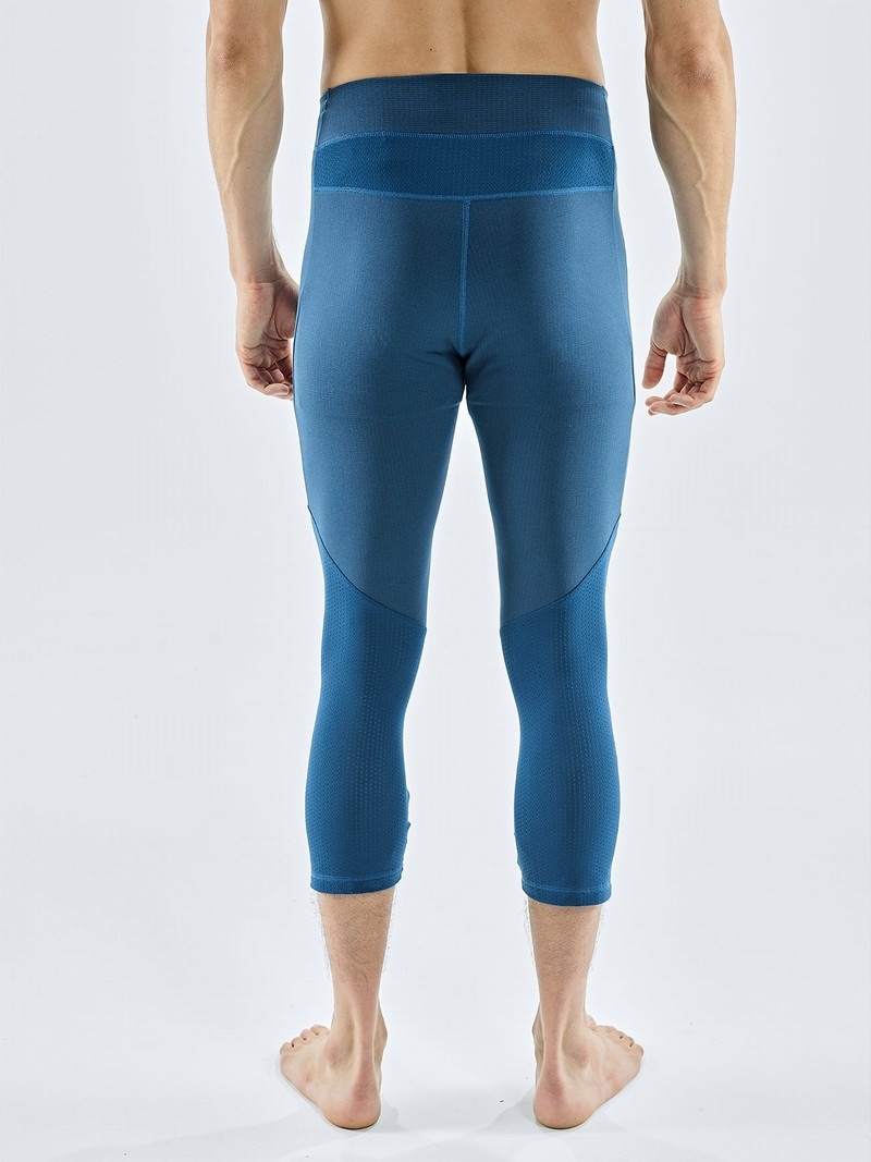 Blue Men's Black Yak Chamar Fleece Baselayer 3/4 Tight | AW8MR483