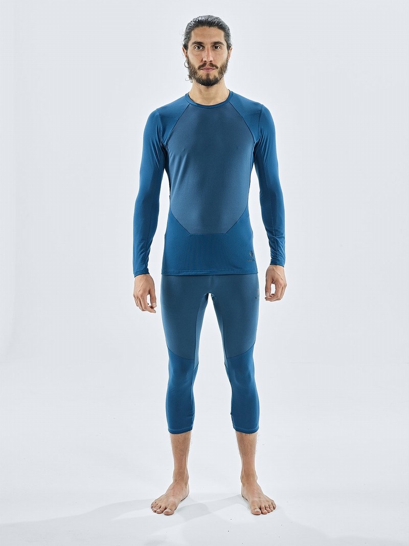 Blue Men's Black Yak Chamar Fleece Baselayer 3/4 Tight | AW8MR483