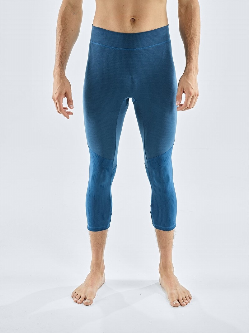 Blue Men\'s Black Yak Chamar Fleece Baselayer 3/4 Tight | AW8MR483