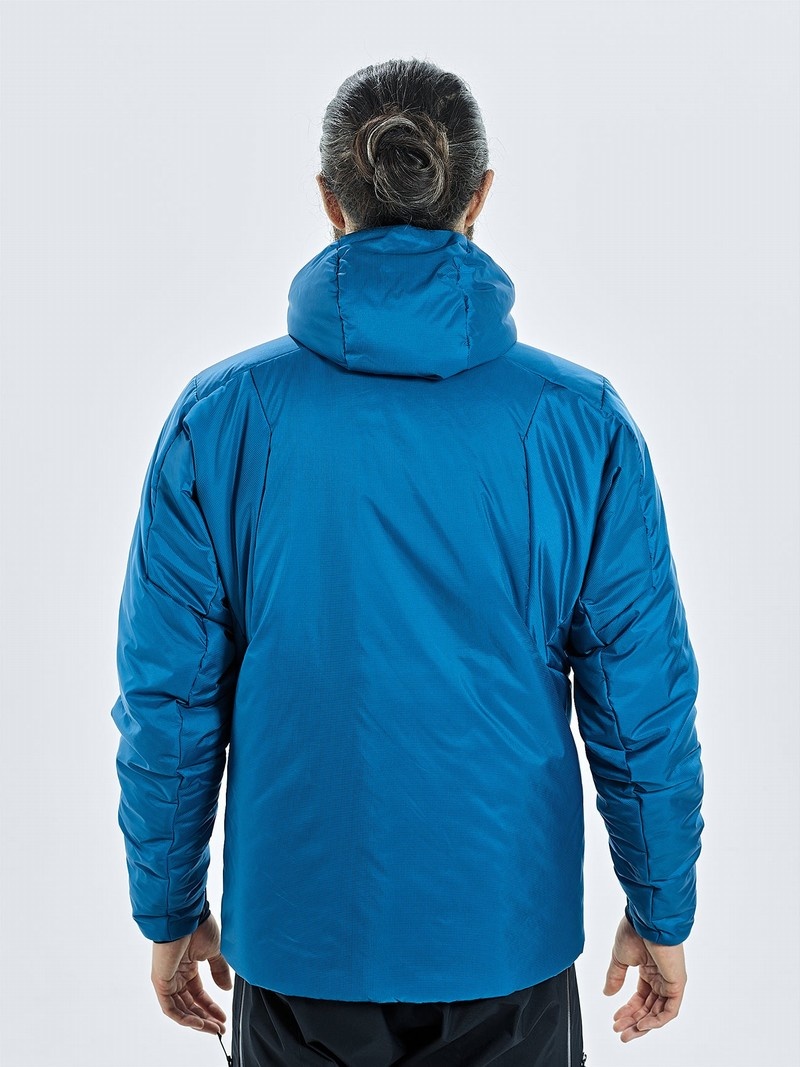 Blue Men's Black Yak Latok Hooded Insulation Jackets | RW0IE728