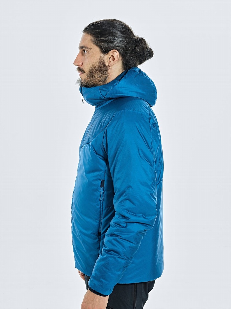 Blue Men's Black Yak Latok Hooded Insulation Jackets | RW0IE728