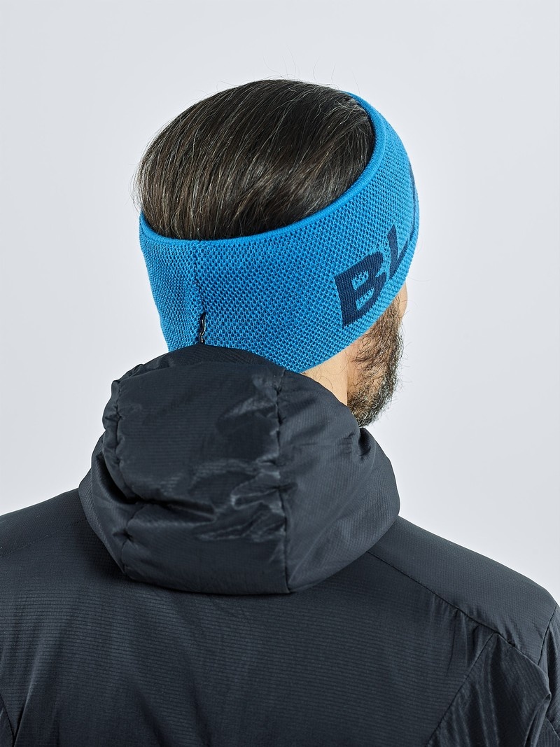 Blue Men's Black Yak Logo Knit Headband | SC7RO639