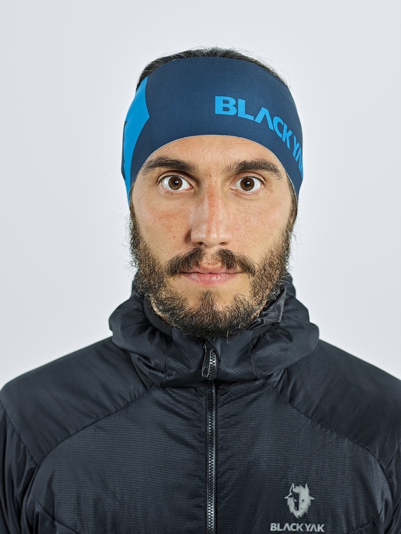 Blue Men\'s Black Yak Logo Performance Light Headband | LP1NI926