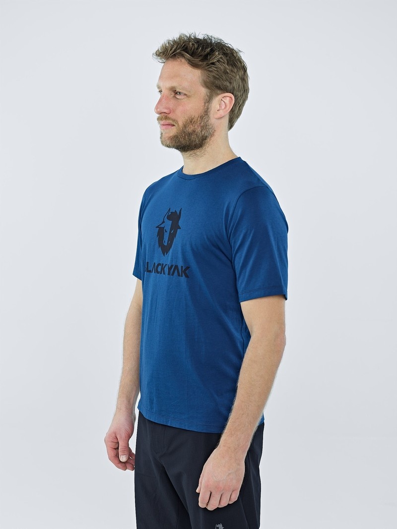 Blue Men's Black Yak Ramo Logo T Shirts | XT6VZ818